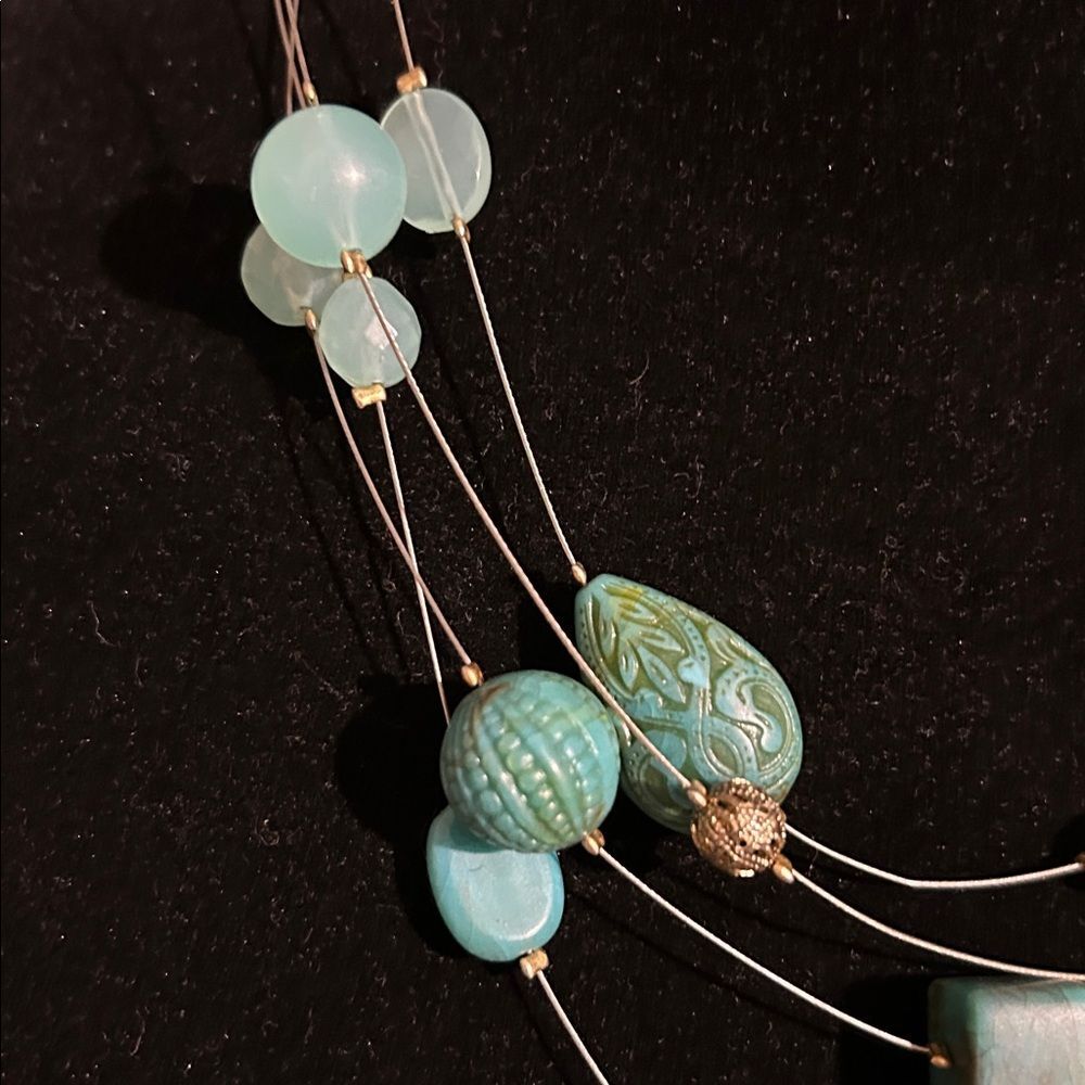 Boho Turquoise Beaded Choker Necklace Lot Trio Southwestern Jewelry - Picture 3 of 11